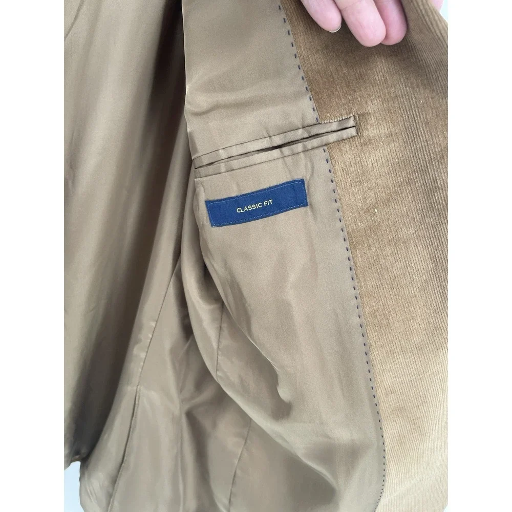 Stafford-Corduroy Stretch Classic Elbow Patch Sport  Coat Jacket 42 Reg Biege